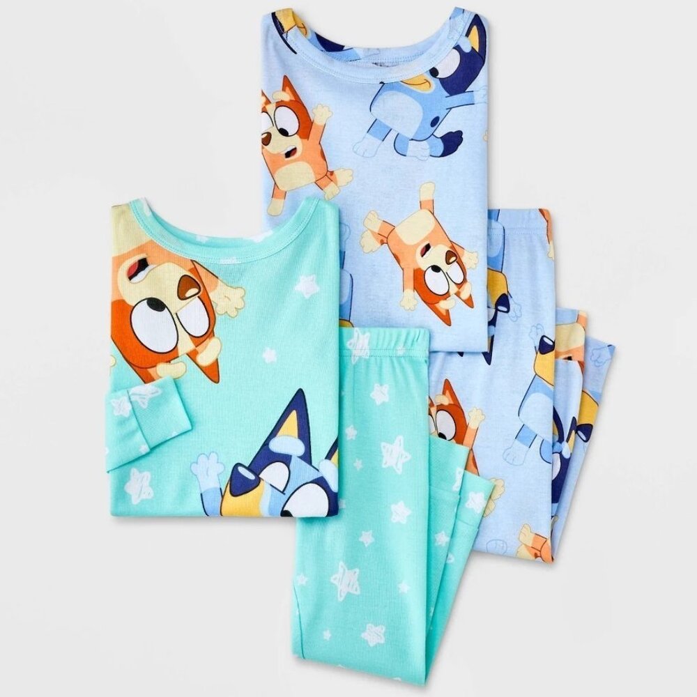 Bluey & Bingo Toddler Pajamas, 2 Sets Long Sleeve Top & Bottom, 4 Pieces, NWT